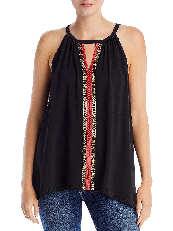 Womens Embroidered V-Neck Tank Top