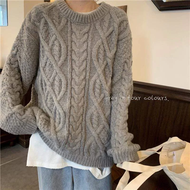 Women's Kawaii Cable Knitted Loose Sweater