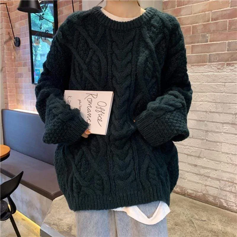 Women's Kawaii Cable Knitted Loose Sweater