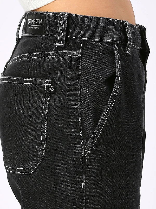 Women's Wide Leg Black Denim