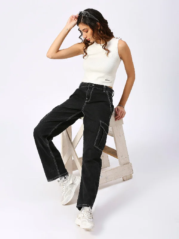 Women's Wide Leg Black Denim